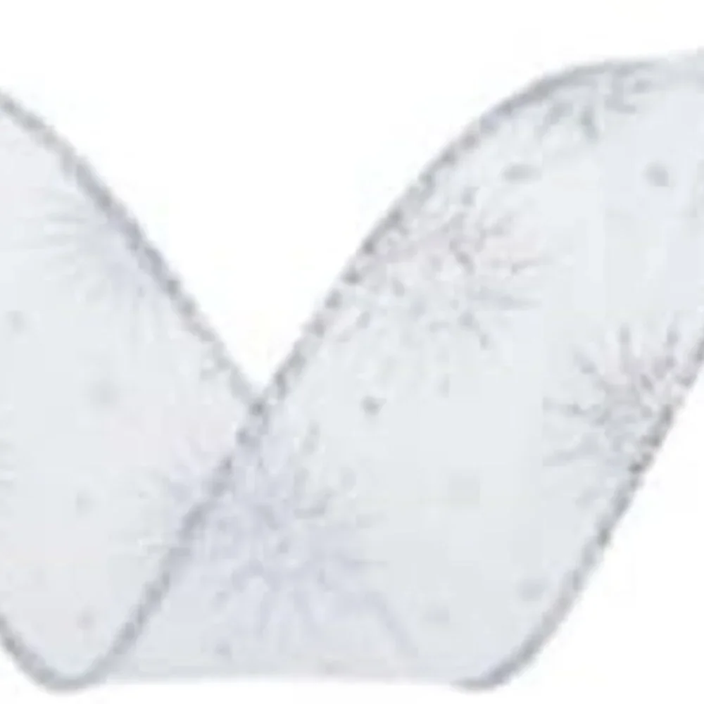 Silver Starburst Wired Edge Sheer Ribbon 1 1/2 Inch Christmas Craft Supplies